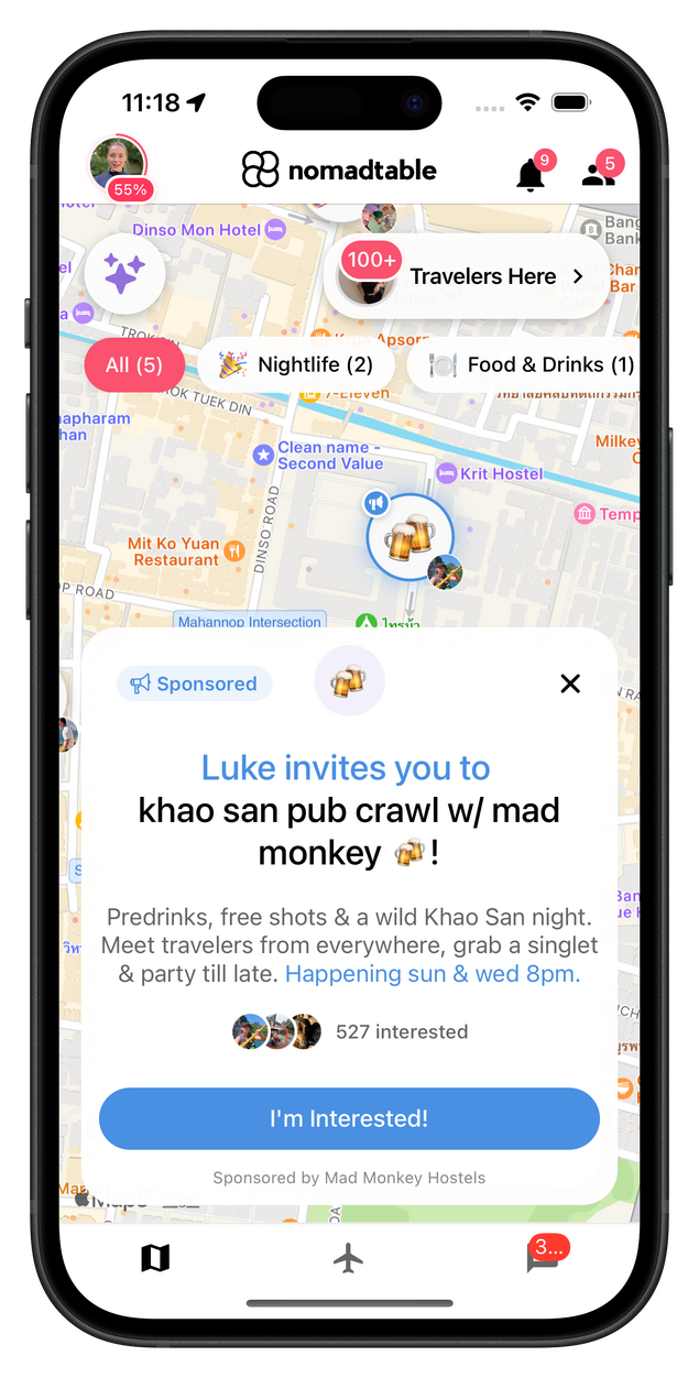 Sponsored activity on map