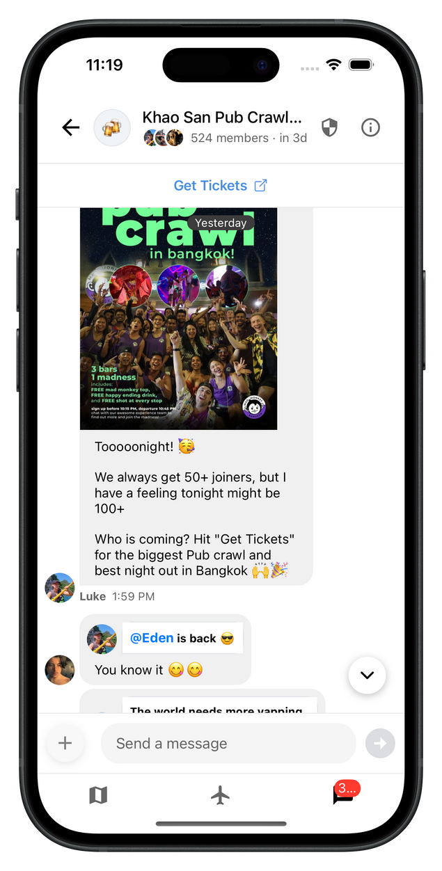 Sponsored activity chat